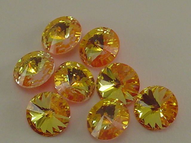 14mm ORANGE AB 4pcs. RIVOLI POINTED BACK European Rhinestones